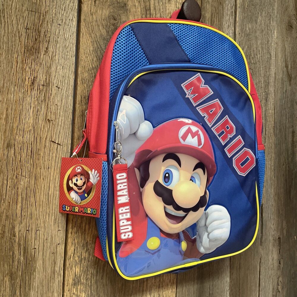 NEW! Nintendo Super‎ Mario Bros. 17" Backpack Book Bag with padded Laptop Sleeve